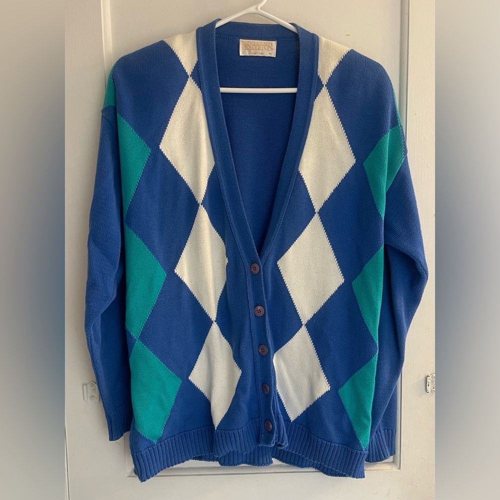 Sophisticates by Pendleton Vintage 1980’s Argyle Cardigan Size M